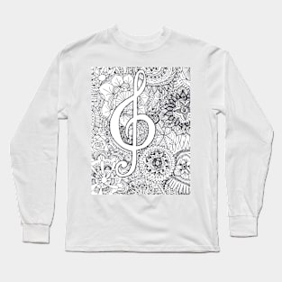 Treble Clef Zentangle Long Sleeve T-Shirt